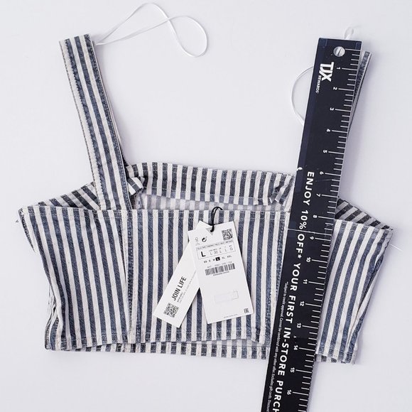 ZARA Denim Striped Crop Top - Picture 5 of 8